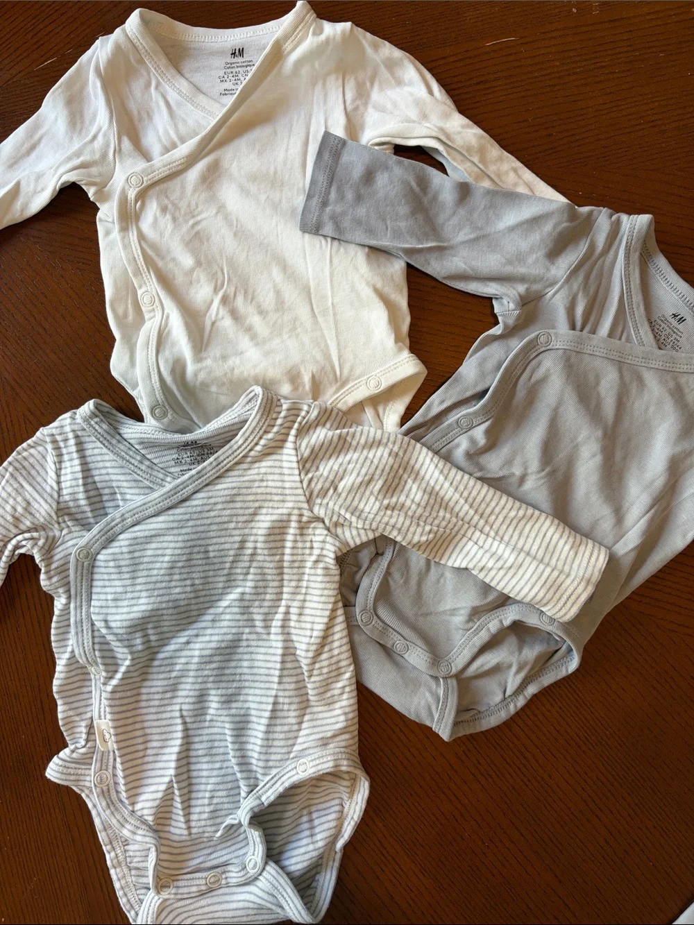 H&M organic cotton light dusty blue striped Bodysuits & Pants Set